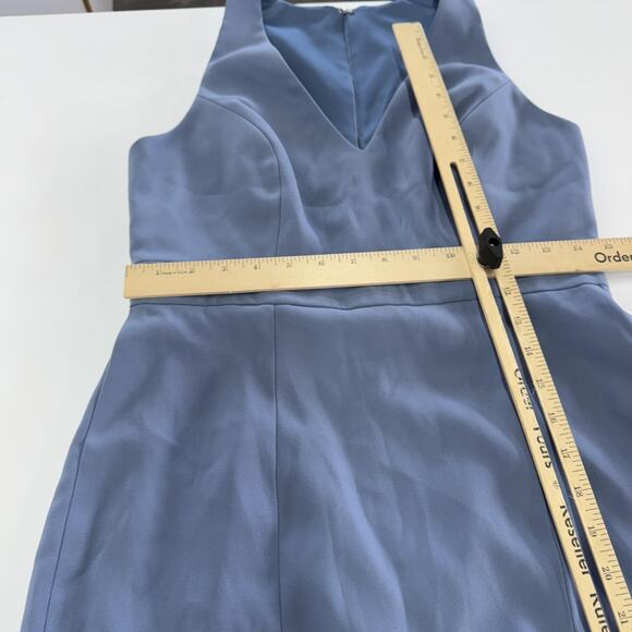 After Six Dress Womens 8R Larkspur Blue V Neck Keyhole Crepe Trumpet Gown 6821 - Picture 9 of 10